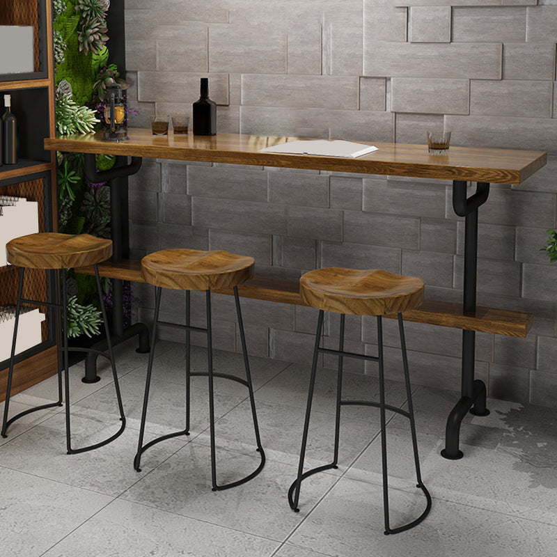 Modern Pub Height Dining Table Iron Solid Wood Pub Table for Patio 47.2"L x 15.7"W x 41.3"H Without Chairs Clearhalo 'Bar Furniture' 'Bar Tables' 'bar_tables' 'furn' 'furn_bar_tables' 'Furniture' 'Kitchen & Dining Furniture' 6321333