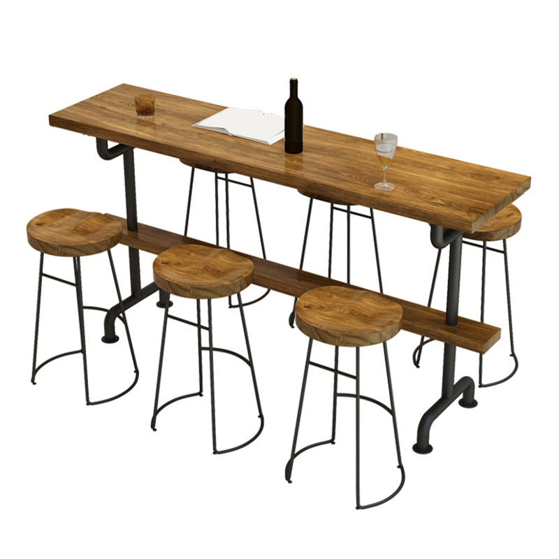 Modern Pub Height Dining Table Iron Solid Wood Pub Table for Patio 39.4"L x 15.7"W x 41.3"H Without Chairs Clearhalo 'Bar Furniture' 'Bar Tables' 'bar_tables' 'furn' 'furn_bar_tables' 'Furniture' 'Kitchen & Dining Furniture' 6321334