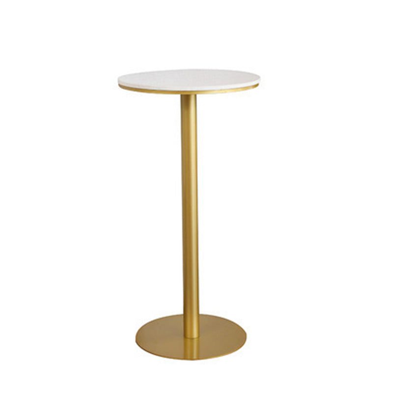 Glam Bar-height Table White Stone Top Pub Table with Gold Base 21.7"L x 21.7"W x 41.3"H Without Chairs Clearhalo 'Bar Furniture' 'Bar Tables' 'bar_tables' 'furn' 'furn_bar_tables' 'Furniture' 'Kitchen & Dining Furniture' 6321366