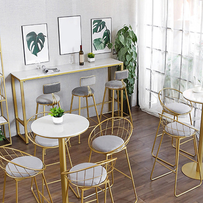 Glam Bar-height Table White Stone Top Pub Table with Gold Base Clearhalo 'Bar Furniture' 'Bar Tables' 'bar_tables' 'furn' 'furn_bar_tables' 'Furniture' 'Kitchen & Dining Furniture' 6321368