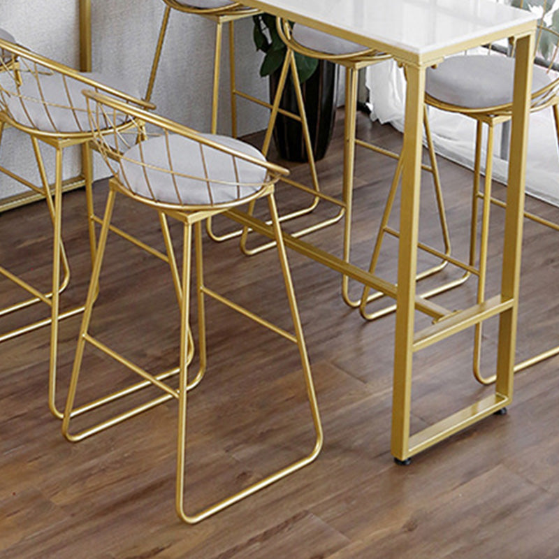 Glam Bar-height Table White Stone Top Pub Table with Gold Base Clearhalo 'Bar Furniture' 'Bar Tables' 'bar_tables' 'furn' 'furn_bar_tables' 'Furniture' 'Kitchen & Dining Furniture' 6321370