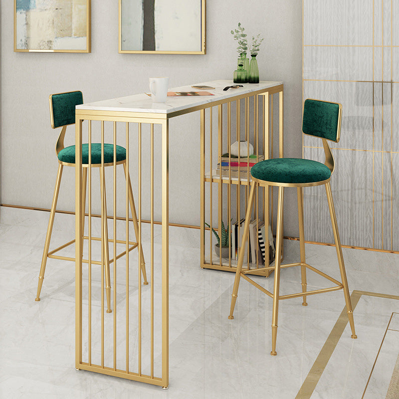 Modern Style Bar-height Table Gold Base Bar Table for Kitchen 55.1"L x 15.7"W x 41.3"H Without Chairs Clearhalo 'Bar Furniture' 'Bar Tables' 'bar_tables' 'furn' 'furn_bar_tables' 'Furniture' 'Kitchen & Dining Furniture' 6321387