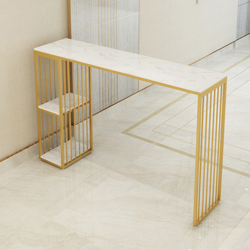 Modern Style Bar-height Table Gold Base Bar Table for Kitchen 47.2"L x 15.7"W x 41.3"H Without Chairs Clearhalo 'Bar Furniture' 'Bar Tables' 'bar_tables' 'furn' 'furn_bar_tables' 'Furniture' 'Kitchen & Dining Furniture' 6321388