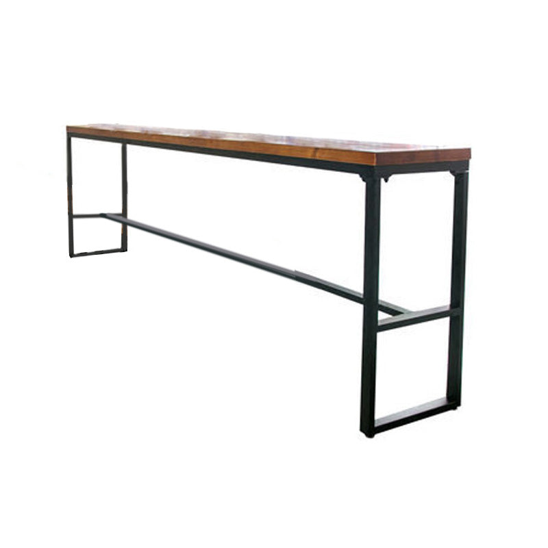 Wood Top Table with Black Legs and Metal Base Kitchen Bar Table Without Chairs Clearhalo 'Bar Furniture' 'Bar Tables' 'bar_tables' 'furn' 'furn_bar_tables' 'Furniture' 'Kitchen & Dining Furniture' 6321458