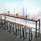 Wood Top Table with Black Legs and Metal Base Kitchen Bar Table 102.4"L x 15.7"W x 41.3"H Without Chairs Clearhalo 'Bar Furniture' 'Bar Tables' 'bar_tables' 'furn' 'furn_bar_tables' 'Furniture' 'Kitchen & Dining Furniture' 6321459