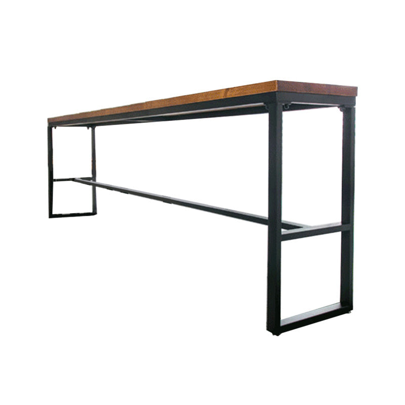 Wood Top Table with Black Legs and Metal Base Kitchen Bar Table Clearhalo 'Bar Furniture' 'Bar Tables' 'bar_tables' 'furn' 'furn_bar_tables' 'Furniture' 'Kitchen & Dining Furniture' 6321462