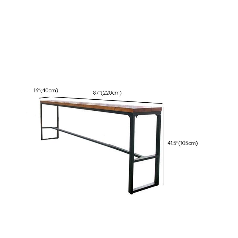 Wood Top Table with Black Legs and Metal Base Kitchen Bar Table Clearhalo 'Bar Furniture' 'Bar Tables' 'bar_tables' 'furn' 'furn_bar_tables' 'Furniture' 'Kitchen & Dining Furniture' 6321465