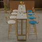 Glam Bar-height Table with Faux Marble Top Table for Patio Use 70.9"L x 15.7"W x 41.3"H Without Chairs Clearhalo 'Bar Furniture' 'Bar Tables' 'bar_tables' 'furn' 'furn_bar_tables' 'Furniture' 'Kitchen & Dining Furniture' 6321471