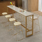 Glam Bar-height Table with Faux Marble Top Table for Patio Use 63"L x 15.7"W x 41.3"H Without Chairs Clearhalo 'Bar Furniture' 'Bar Tables' 'bar_tables' 'furn' 'furn_bar_tables' 'Furniture' 'Kitchen & Dining Furniture' 6321473