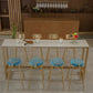 Glam Bar-height Table with Faux Marble Top Table for Patio Use 78.7"L x 15.7"W x 41.3"H Without Chairs Clearhalo 'Bar Furniture' 'Bar Tables' 'bar_tables' 'furn' 'furn_bar_tables' 'Furniture' 'Kitchen & Dining Furniture' 6321475