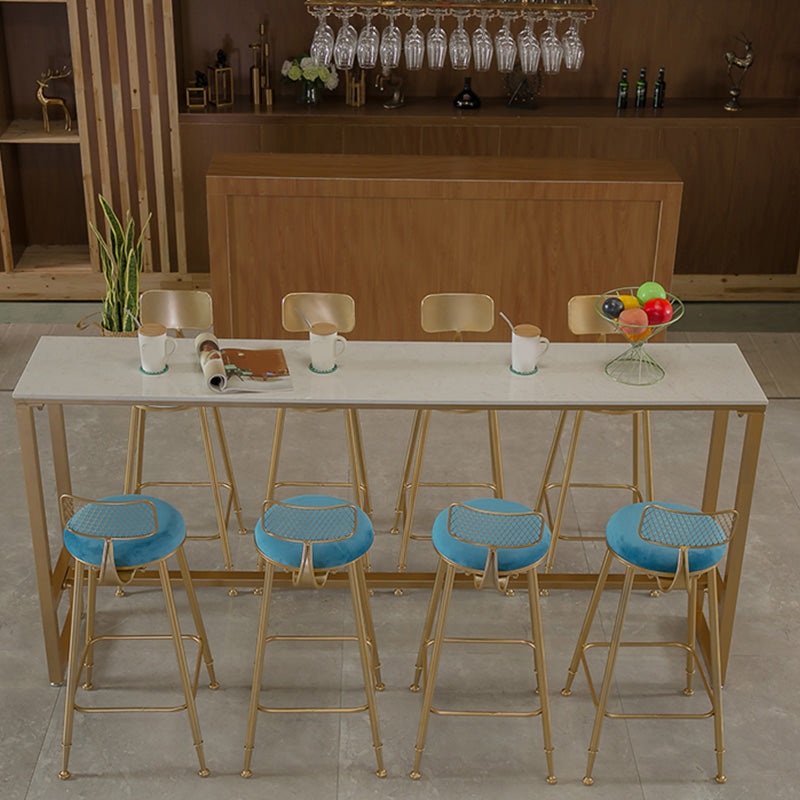 Glam Bar-height Table with Faux Marble Top Table for Patio Use 78.7"L x 15.7"W x 41.3"H Without Chairs Clearhalo 'Bar Furniture' 'Bar Tables' 'bar_tables' 'furn' 'furn_bar_tables' 'Furniture' 'Kitchen & Dining Furniture' 6321475