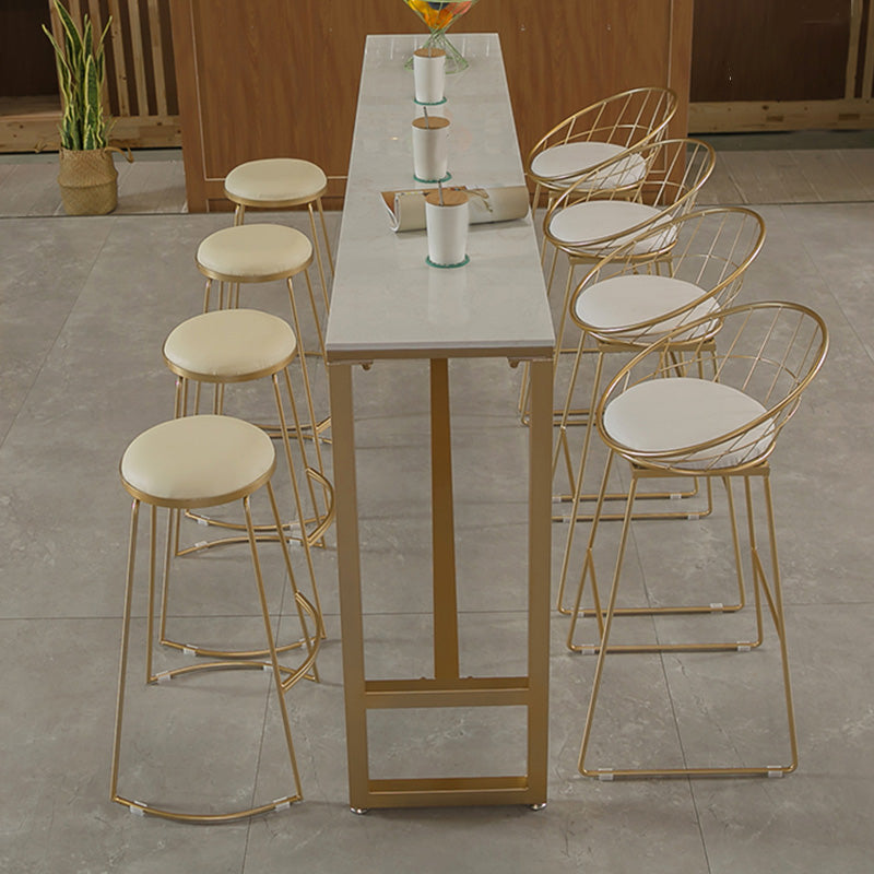 Glam Bar-height Table with Faux Marble Top Table for Patio Use Clearhalo 'Bar Furniture' 'Bar Tables' 'bar_tables' 'furn' 'furn_bar_tables' 'Furniture' 'Kitchen & Dining Furniture' 6321480