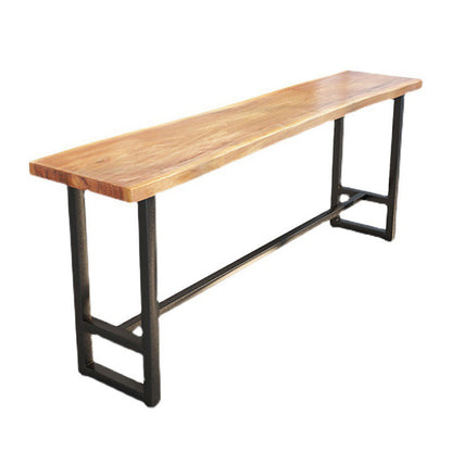 Wood Top Table Metal Black Base Rectangle Bar Table for Patio Use Without Chairs Clearhalo 'Bar Furniture' 'Bar Tables' 'bar_tables' 'furn' 'furn_bar_tables' 'Furniture' 'Kitchen & Dining Furniture' 6321512