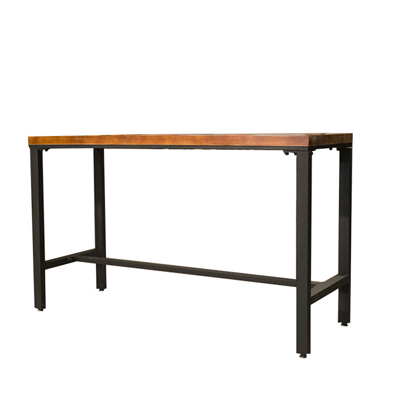 Metal Bar Table Rectangular Wood Top Bistro Pub Table with Trestle Base Clearhalo 'Bar Furniture' 'Bar Tables' 'bar_tables' 'furn' 'furn_bar_tables' 'Furniture' 'Kitchen & Dining Furniture' 6321546