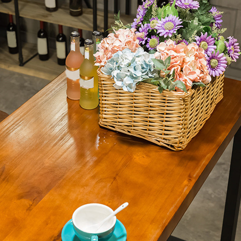 Metal Bar Table Rectangular Wood Top Bistro Pub Table with Trestle Base Clearhalo 'Bar Furniture' 'Bar Tables' 'bar_tables' 'furn' 'furn_bar_tables' 'Furniture' 'Kitchen & Dining Furniture' 6321547