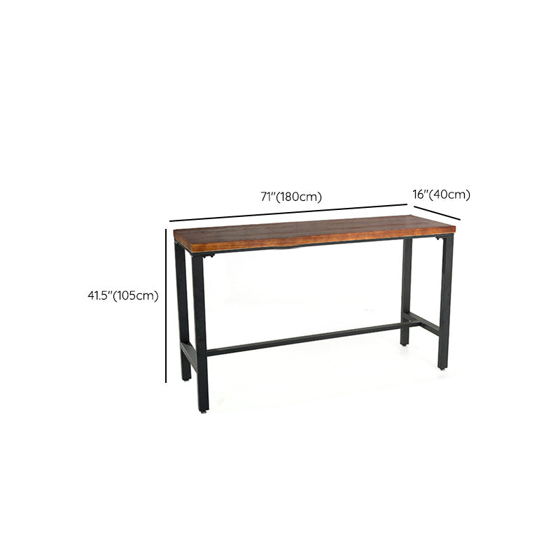 Metal Bar Table Rectangular Wood Top Bistro Pub Table with Trestle Base Clearhalo 'Bar Furniture' 'Bar Tables' 'bar_tables' 'furn' 'furn_bar_tables' 'Furniture' 'Kitchen & Dining Furniture' 6321552