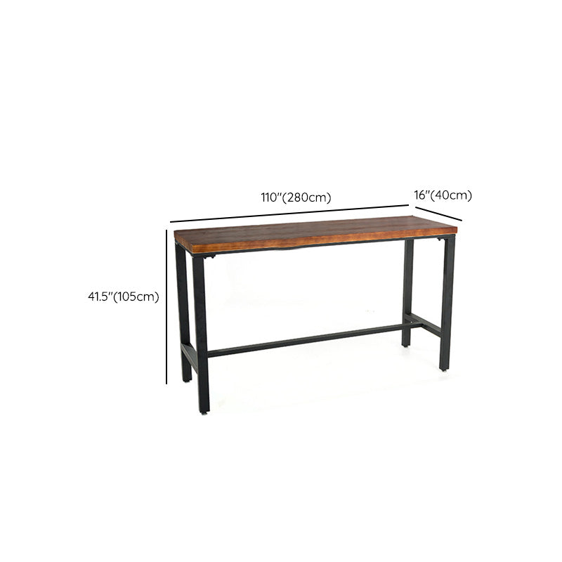 Metal Bar Table Rectangular Wood Top Bistro Pub Table with Trestle Base Clearhalo 'Bar Furniture' 'Bar Tables' 'bar_tables' 'furn' 'furn_bar_tables' 'Furniture' 'Kitchen & Dining Furniture' 6321558