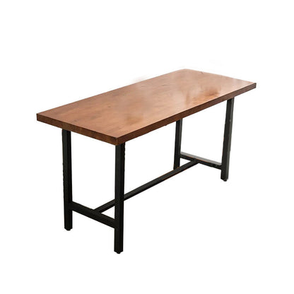 Mesa de bar con base metálica moderna Mesa rectangular de madera para pub bistró
