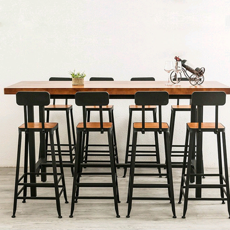 Mesa de bar con base metálica moderna Mesa rectangular de madera para pub bistró
