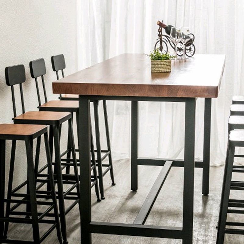 Mesa de bar con base metálica moderna Mesa rectangular de madera para pub bistró