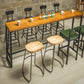 Metal Bar Table Solid Wood Top Bistro Pub Table for Patio Use 94.5"L x 15.7"W x 41.3"H Without Chairs Clearhalo 'Bar Furniture' 'Bar Tables' 'bar_tables' 'furn' 'furn_bar_tables' 'Furniture' 'Kitchen & Dining Furniture' 6321583
