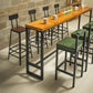 Metal Bar Table Solid Wood Top Bistro Pub Table for Patio Use 55.1"L x 15.7"W x 41.3"H Without Chairs Clearhalo 'Bar Furniture' 'Bar Tables' 'bar_tables' 'furn' 'furn_bar_tables' 'Furniture' 'Kitchen & Dining Furniture' 6321587