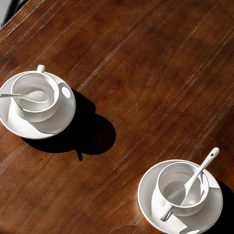 Tavolo con piano in legno Tavolo da pub bistrot in stile industriale con base nera