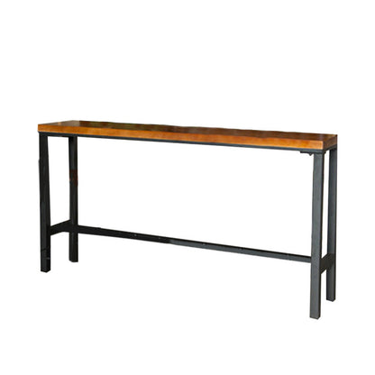 Table de bar de style industriel Table de pub de bistro en bois massif en fer noir