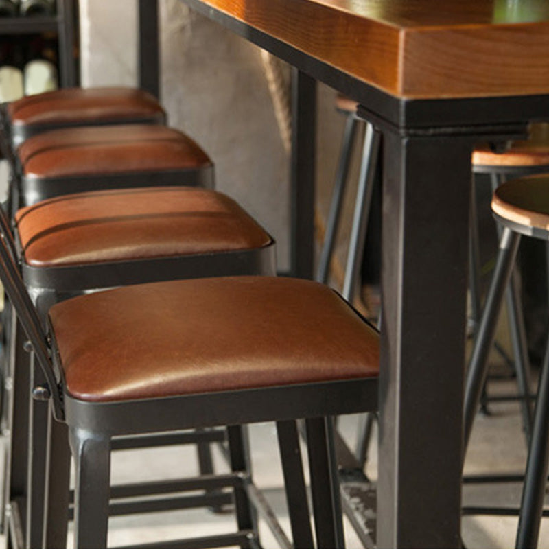 Table de bar de style industriel Table de pub de bistro en bois massif en fer noir
