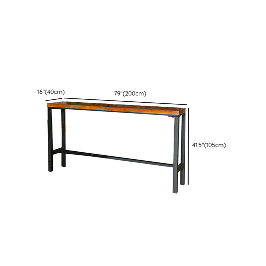 インダストリアルスタイルバーテーブルブラックアイアンソリッドウッドビストロパブテーブル