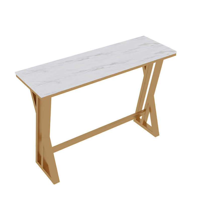 Rectangle Stone Top Table Glam Style Bistro Pub Table with Metal Base Without Chairs Clearhalo 'Bar Furniture' 'Bar Tables' 'bar_tables' 'furn' 'furn_bar_tables' 'Furniture' 'Kitchen & Dining Furniture' 6321709