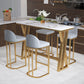 Rectangle Stone Top Table Glam Style Bistro Pub Table with Metal Base Clearhalo 'Bar Furniture' 'Bar Tables' 'bar_tables' 'furn' 'furn_bar_tables' 'Furniture' 'Kitchen & Dining Furniture' 6321712