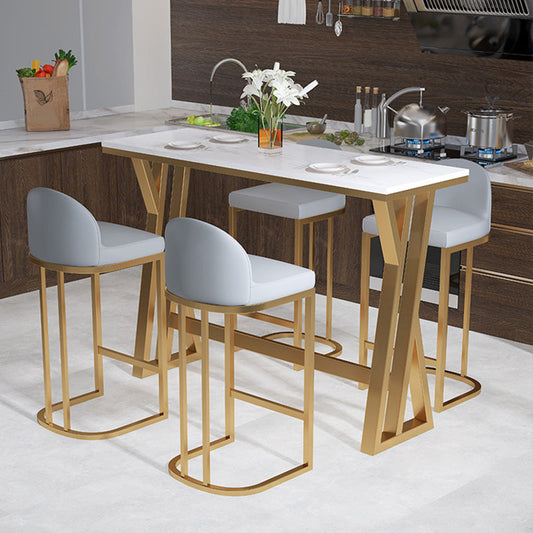 長方形の石トップテーブルグラマスタイルビストロパブテーブルと金属ベース