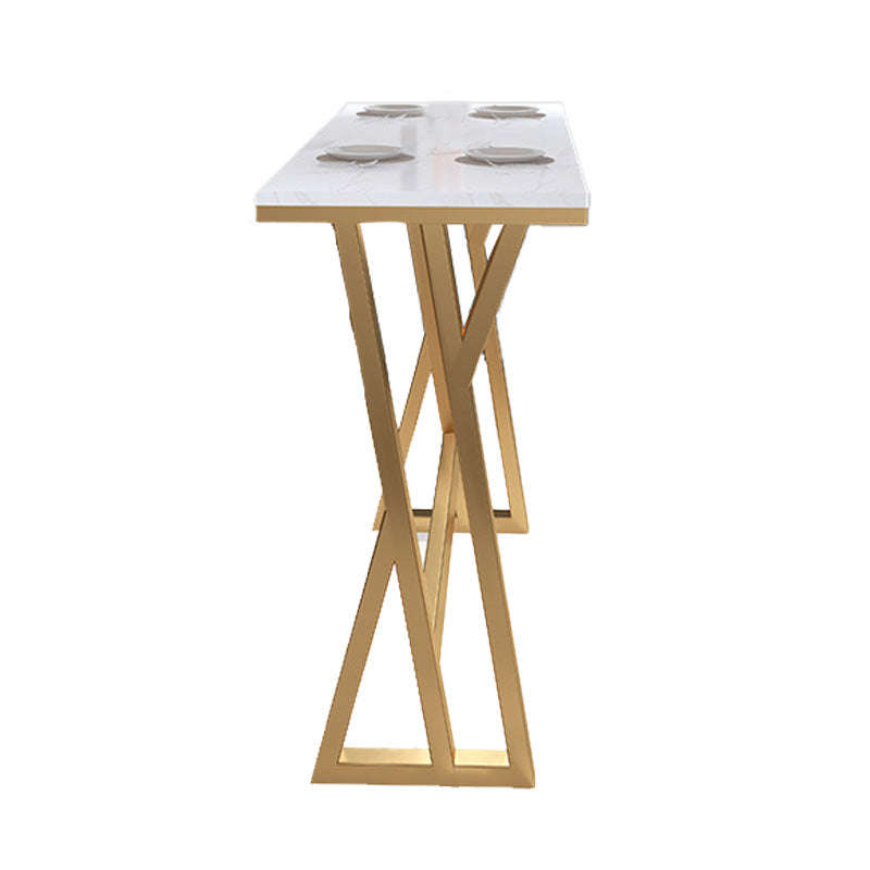 Rectangle Stone Top Table Glam Style Bistro Pub Table with Metal Base Clearhalo 'Bar Furniture' 'Bar Tables' 'bar_tables' 'furn' 'furn_bar_tables' 'Furniture' 'Kitchen & Dining Furniture' 6321713