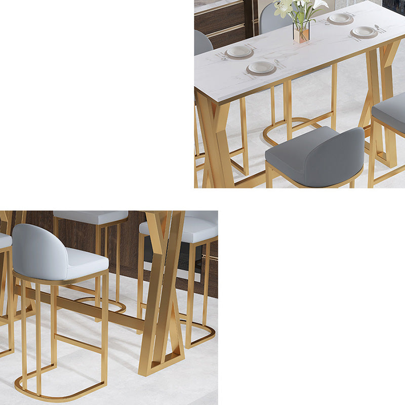 Rectangle Stone Top Table Glam Style Bistro Pub Table with Metal Base Clearhalo 'Bar Furniture' 'Bar Tables' 'bar_tables' 'furn' 'furn_bar_tables' 'Furniture' 'Kitchen & Dining Furniture' 6321714