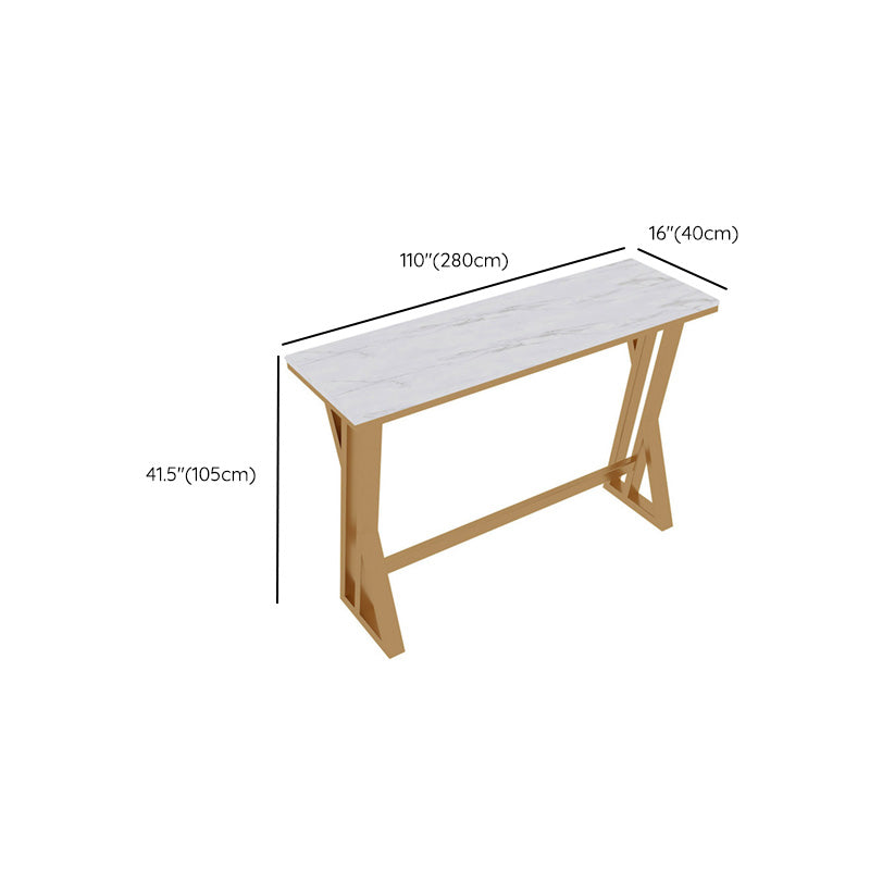 Rectangle Stone Top Table Glam Style Bistro Pub Table with Metal Base Clearhalo 'Bar Furniture' 'Bar Tables' 'bar_tables' 'furn' 'furn_bar_tables' 'Furniture' 'Kitchen & Dining Furniture' 6321719