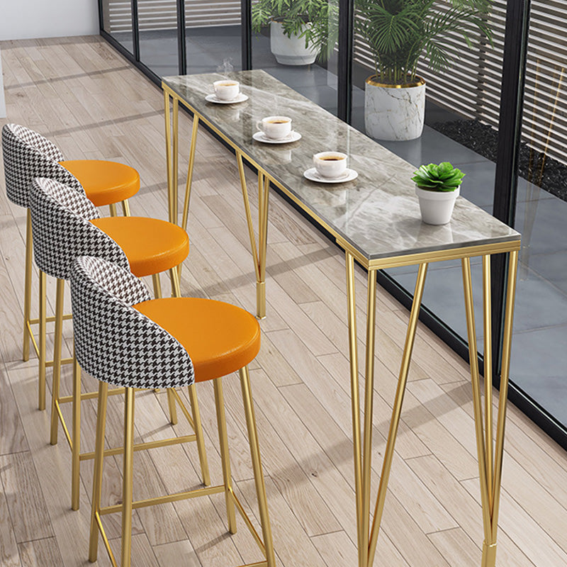 41.3-inch Marble Top Table Modern Style Bistro Pub Table with Four Legs 63"L x 15.7"W x 41.3"H Gold Without Chairs Clearhalo 'Bar Furniture' 'Bar Tables' 'bar_tables' 'furn' 'furn_bar_tables' 'Furniture' 'Kitchen & Dining Furniture' 6321724