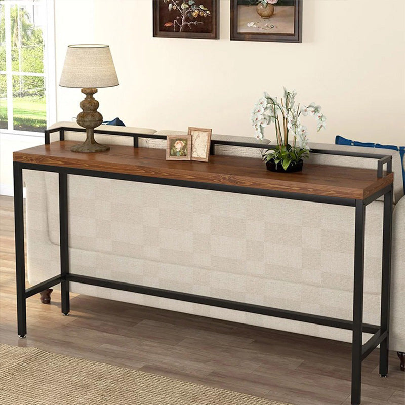 41.3-inch Wood Top Table Industrial Style Pub Table with Metal Base 110.2"L x 15.7"W x 41.3"H Without Chairs Clearhalo 'Bar Furniture' 'Bar Tables' 'bar_tables' 'furn' 'furn_bar_tables' 'Furniture' 'Kitchen & Dining Furniture' 6321754