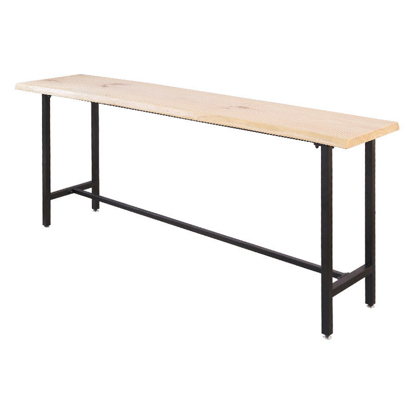 Metal 41.3-inch Bar Table Rectangular Wood Top Bistro Pub Table with Black Base Clearhalo 'Bar Furniture' 'Bar Tables' 'bar_tables' 'furn' 'furn_bar_tables' 'Furniture' 'Kitchen & Dining Furniture' 6321775