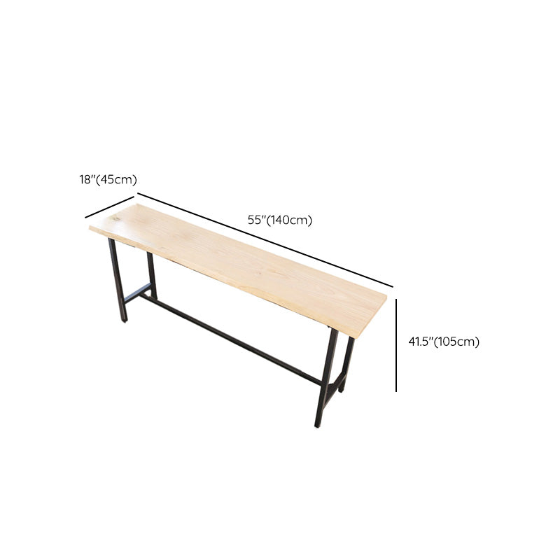Metal 41.3-inch Bar Table Rectangular Wood Top Bistro Pub Table with Black Base Clearhalo 'Bar Furniture' 'Bar Tables' 'bar_tables' 'furn' 'furn_bar_tables' 'Furniture' 'Kitchen & Dining Furniture' 6321794