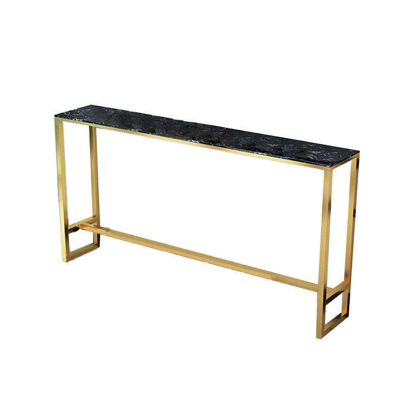 Table de pub de style moderne, plateau en faux marbre de 41,3 pouces avec base dorée