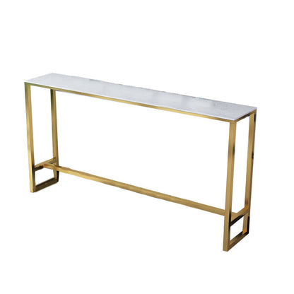 Table de pub de style moderne, plateau en faux marbre de 41,3 pouces avec base dorée