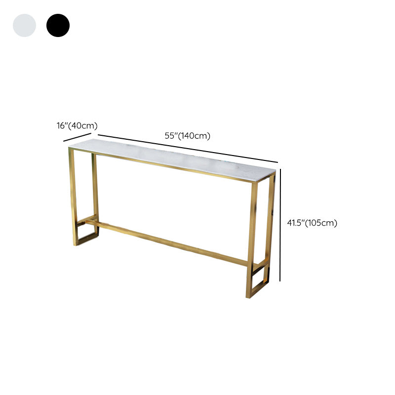 Table de pub de style moderne, plateau en faux marbre de 41,3 pouces avec base dorée