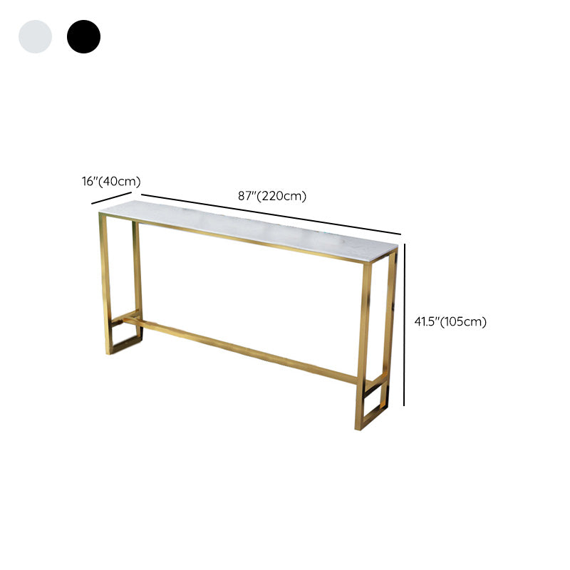 Table de pub de style moderne, plateau en faux marbre de 41,3 pouces avec base dorée