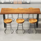 Mesa rectangular con altura de barra de madera maciza de 41,3" de alto con base de metal