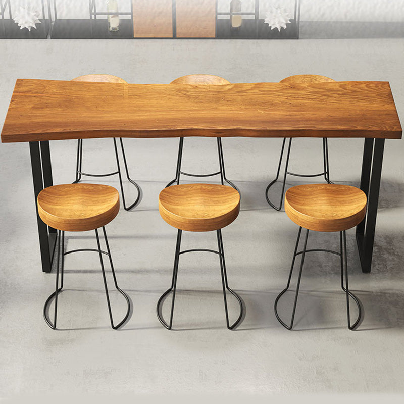 Mesa rectangular con altura de barra de madera maciza de 41,3" de alto con base de metal