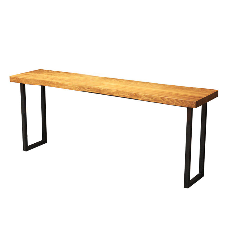 Mesa rectangular con altura de barra de madera maciza de 41,3" de alto con base de metal