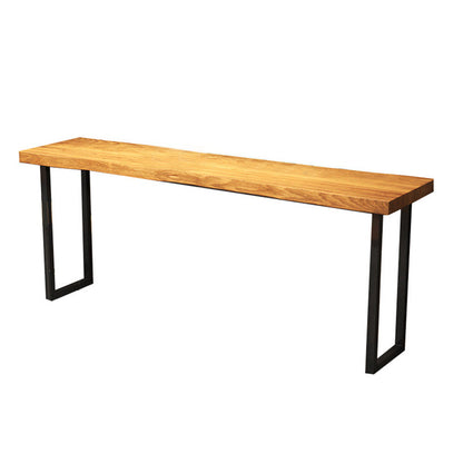 Mesa rectangular con altura de barra de madera maciza de 41,3" de alto con base de metal