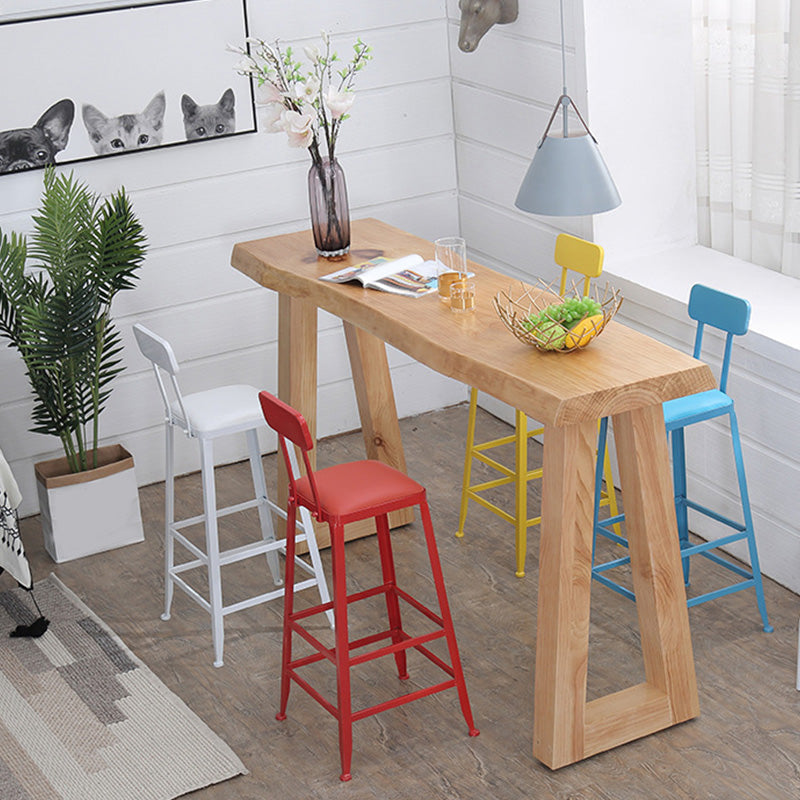 Modern 41.3"H Bar Table Rectangular Solid Wood Bistro Pub Table 59.1"L x 19.7"W x 41.3"H Without Chairs Clearhalo 'Bar Furniture' 'Bar Tables' 'bar_tables' 'furn' 'furn_bar_tables' 'Furniture' 'Kitchen & Dining Furniture' 6321853