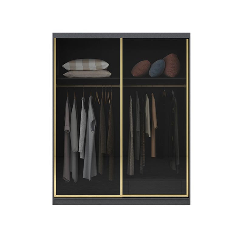 Armoire de porte coulissante moderne pour armoire noire de chambre à coucher avec portes en verre